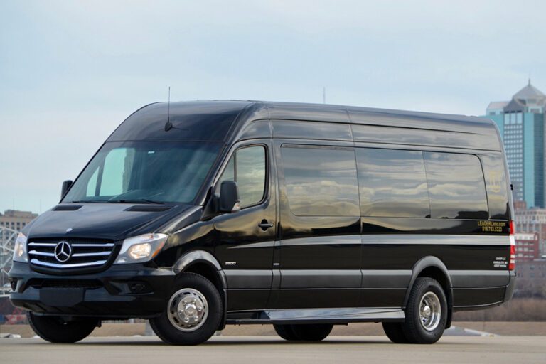 Exterior view of a 2024 Executive Limo Sprinter, showcasing its sleek design and luxurious features