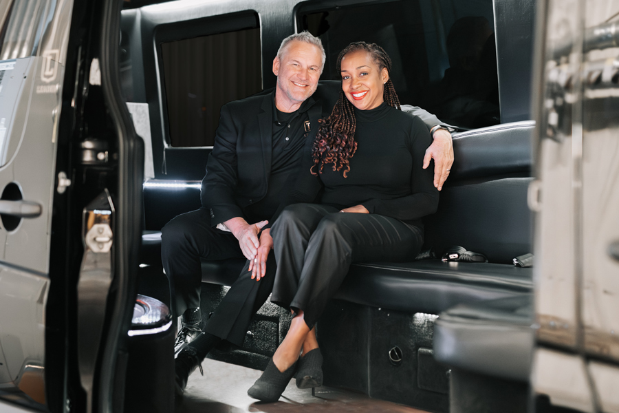 Bruce and Miko Heinrich inside Limo Sprinter